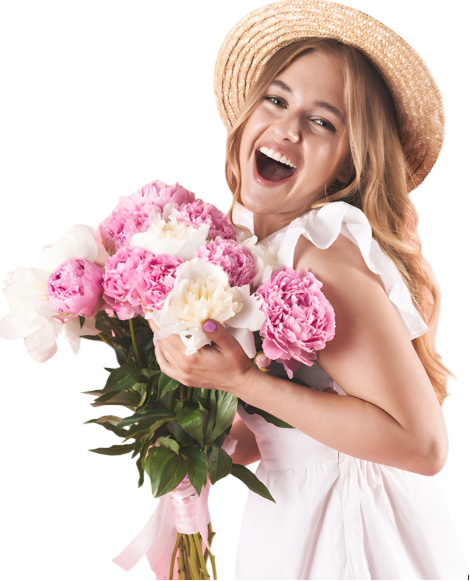 Девушка с букетом